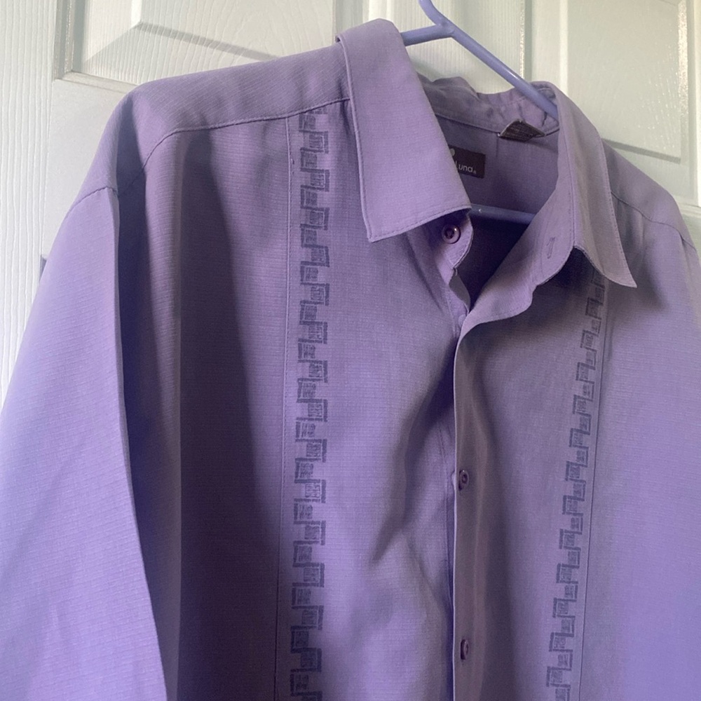 Cafe Luna  Panels Hipster Lavender  Shirt Mens Size 2XL - Picture 5 of 8